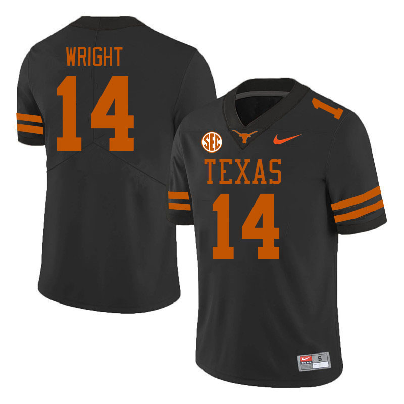 Texas Longhorns #14 Charles Wright SEC Conference College Football Jerseys Stitched Sale-Black